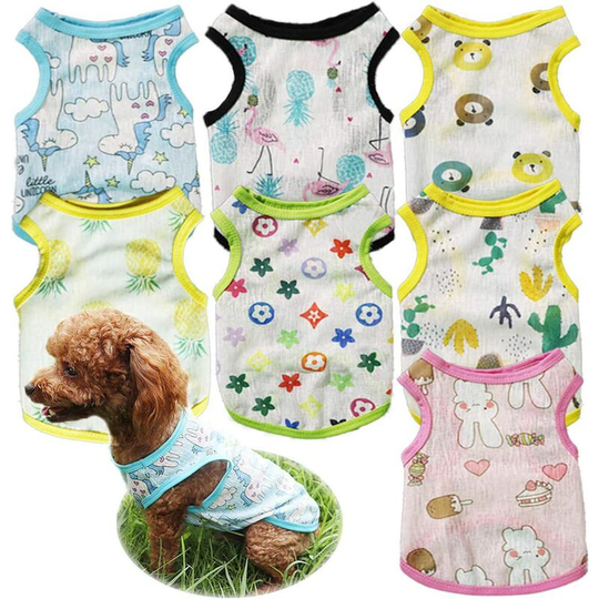 Betterlifegb - 7 Rooms Dog Shirts T-Shirt Pet Puppy Printed Cute Sweatshirt Breathable For Summer Dog Gest Soft Fashion Beach Clothing for Small Dog