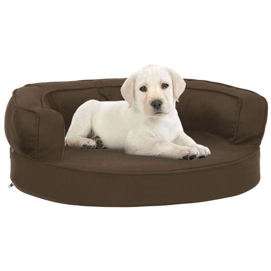 Ergonomic Dog Bed Mattress 60x42 cm Linen Look Brown