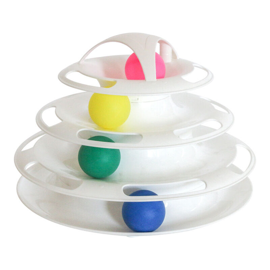 2 in 1 Cat Toy, 4 Layer Cat Maze Toy, Cat & Kitten Ball Toy, Cat Play Diaper Toy, Cat Toy, Interactive Cat Toy, Cat Supplies (White)