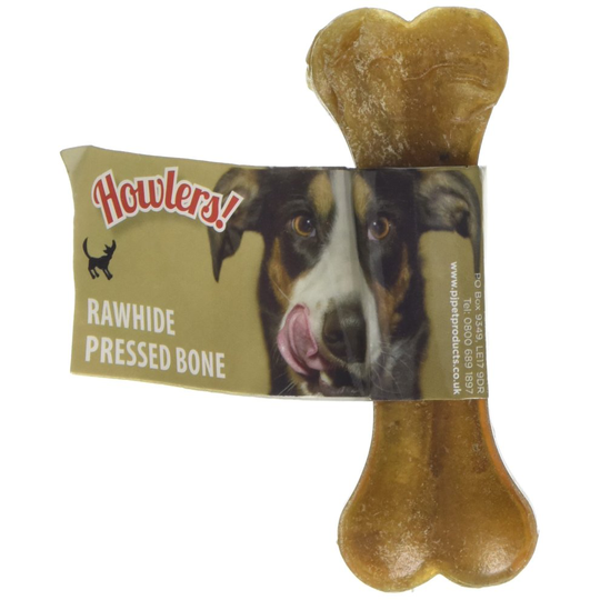 HOWLERS Natural Rawhide Pressed Bones, 10 cm, Pack of 20