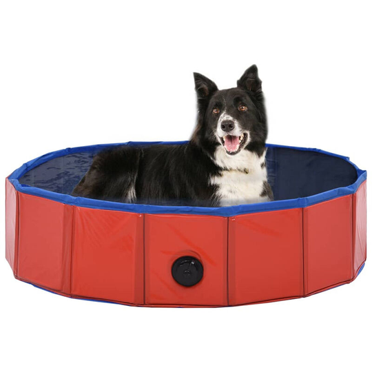 Foldable Dog Swimming Pool Red 80x20 cm pvc