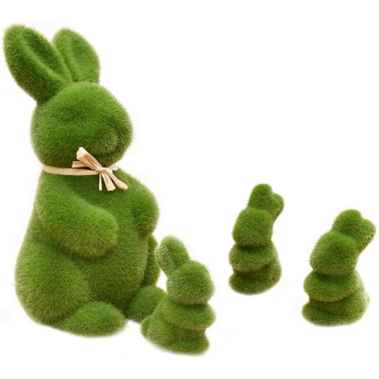 4 Pieces Easter Foam Bunny Bunny Figurine Flocked Fur Bunny Statue Artificial Grass Grass Rabbit Figure Easter Garden Yard Decorations