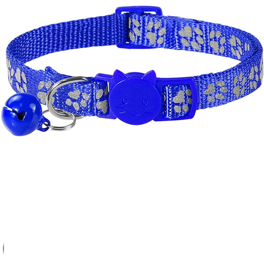 Cat Collar Anti Strangulation, 2 pcs Adjustable Reflective Collar for Cat Kitten Puppy with Bell and Safety Buckle, 19-32cm Dark Blue