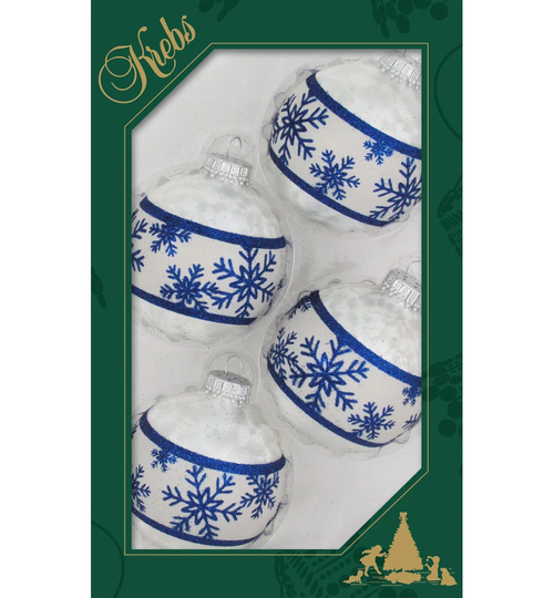Set of 4 Snow Crystal Christmas Baubles