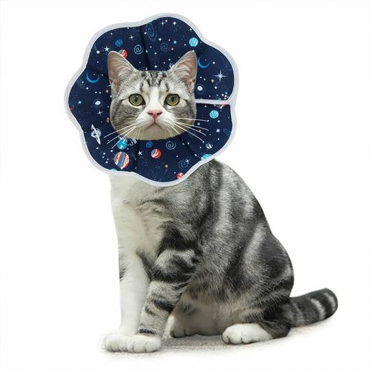 Cat Collars Anti-Bite Adjustable Protection Comfy Cone Recovery Collar for Cats and Puppies,Blue (s)