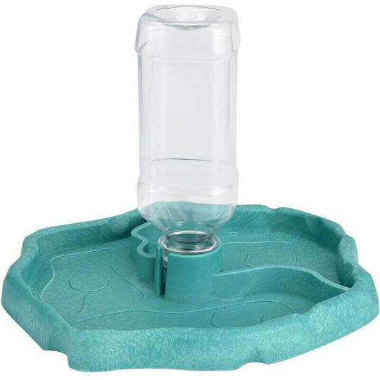 Reptile Water Dispenser, Turtle Water Dispenser, Turtle Bowl Feeder 2 in 1 Food Dispenser Spill-Proof Plastic Bowl Accessories - Blue