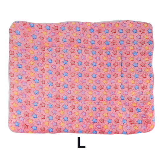 (Pink Stars) Large Indestructible Dog Bed Warm Plush Cushion