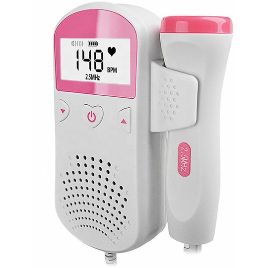 Doppler Handheld Baby Heart Rate Detector Fetal Dopplse Baby Heartbeat Monitor for Pregnancy Type 2 Pink