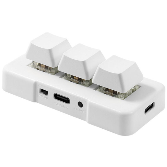 MK321U 3-key Wired Mini Customized Keyboard with Mechanical Blue Switch Detachable Data Cable for Office Game Multimedia White,White - White