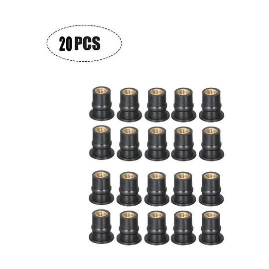 Sun Flowergb - M5 Well Nut 20 Pcs Motorcycle Windshield Nut Windshield Bolt Rubber Brass Metric Windshield Screw Bolt for Windshield Body Motorbike