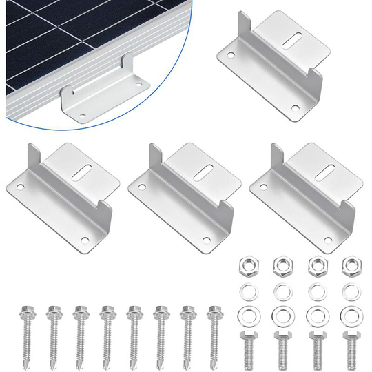 4 Pieces Solar Panel Mounting Bracket Aluminum Alloy Solar Panel Clamp z Mounting Bracket Kits with Nuts and Bolts for rv Roof, Boat, Cabin