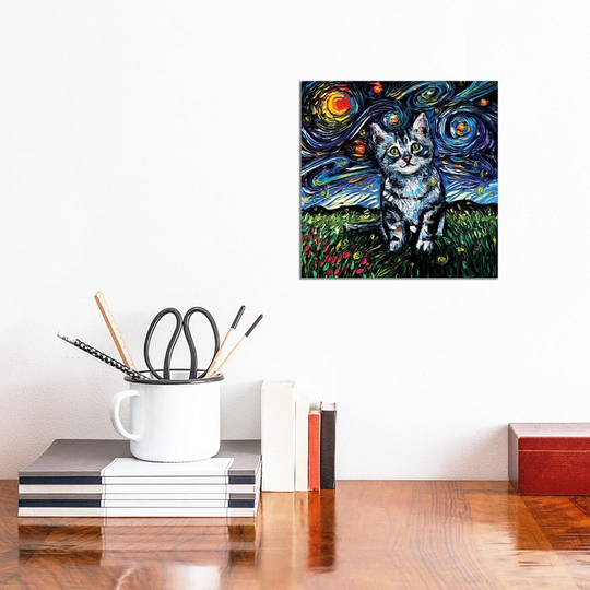 Gray Tabby Kitten Night by - Wrapped Canvas Graphic Art