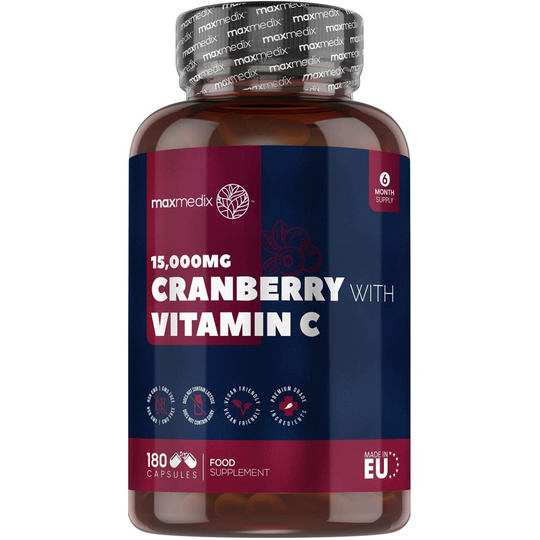 maxmedix Cranberry Capsules with Vitamin C - 15,000mg - 180 Capsules