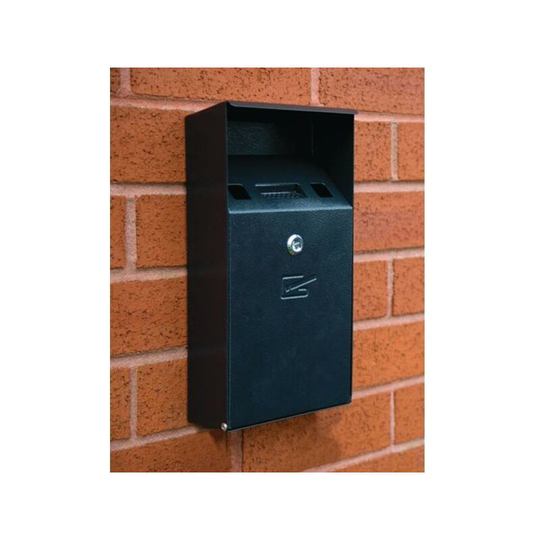 Signslabels - signs & labels Wall Mountable Compact Cigarette Bin - Black Textured Finish - FWAS0009