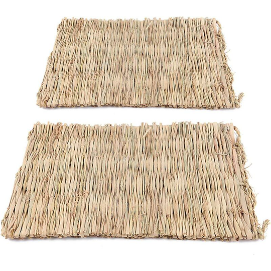 Echoo - 2 Pcs Pet Grass Mat Small Animal Chew Grass Toy Natural Handwoven Edible grass Mats