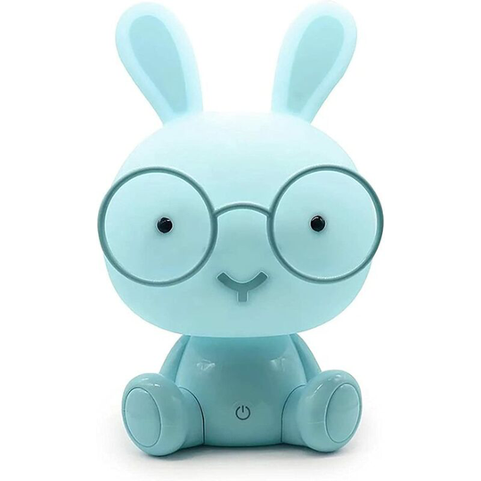 Benobby Kids - led Eye Protection Table Lamp Cute Rabbit Touch Night Light with Glasses Emergency Light for Bedroom and Children's Room Rugged (Blue)