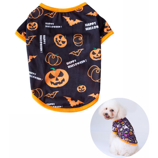 2Pcs Halloween Series New Dog Clothes Autumn Pet Decoration Clothes Size s (Pumpkin Head Magic Hat)