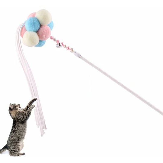 Betterlifegb - Pet Toy Toy for Cat Cat Stick Fairy Tale Funny Cat Stick Toy Cat Tassel Bell Feather Funny Big Cat Stick (Light Blue Rose