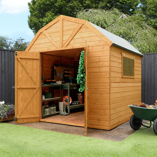 8 ft W x 8 ft D Wooden Shiplap Barn Garden Shed