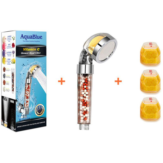 Perle Rare - Filtering Shower Head with Vitamin c, Chlorine Limescale Ionic Hand Shower Filter, Hand Shower Softens Hard Water, High Pressure, Water