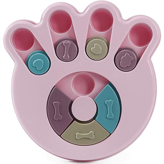 Dog Puzzle Feeding Toy, Dog Intelligence Toy, Educational Dog Toy, Interactive Toy for Dogs, (Footprint Pink) - Langray