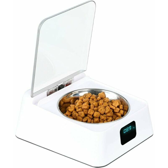 Bearsu - 330Ml Infrared Sensor Bowl, Stainless Steel, Auto Open/Close Lid, With Usb Charging Cable, 3-5 Minute Rest, Suitable For Cats, Dogs