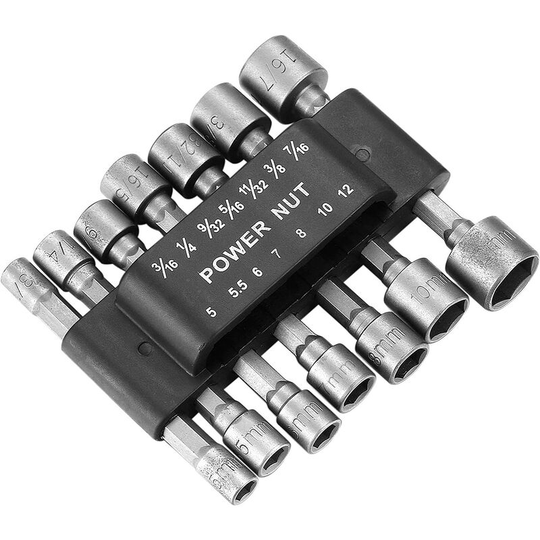 14 Pieces Hex Socket Wrench Adapter for Nuts, Screwdriver Insert, Bit Socket Set, Hex Socket Nuts for Magnetic Screwdriver Hex Bits