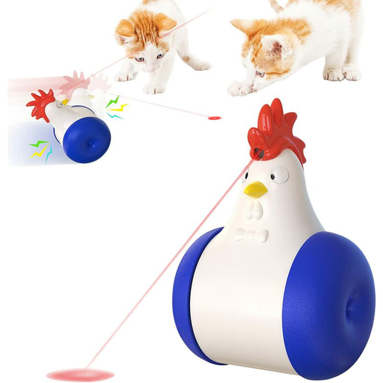 Cat Toy Toys Interactive Multifunctional Electric Balance Laser Automatic Swivel Tumbler with Infrared Calling Device (Dark Blue)