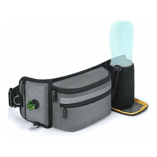 Deckon - Dog Training Treat Bag - Built-in Poop Bag Dispenser with Concealed Water Bottle Holder (Bottle Not Included) Black