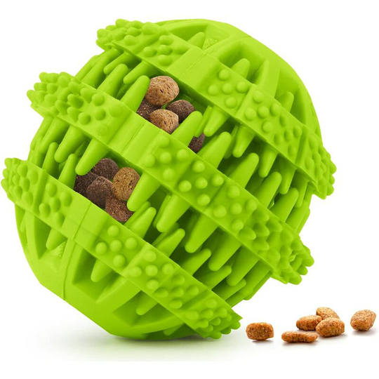 Dog Toy Ball, Nontoxic Bite Resistant Dog Chew Ball Food Treat Feeder Tooth Cleaning Exercise Game Ball