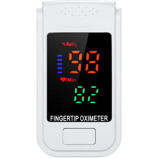 Fingertip Pulse Oximeter with Lanyard Portable Blood Oxygen Saturation & Pulse Rate Monitor 2-way Rotating Color led Display Auto off SpO2 Monitor