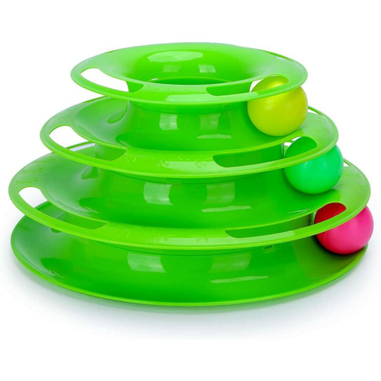 Perle Rare - Interactive Cat Toy Triple Ball Track Cat Toy Triple Layered Track Cat Toy Pet Cat Toy Green