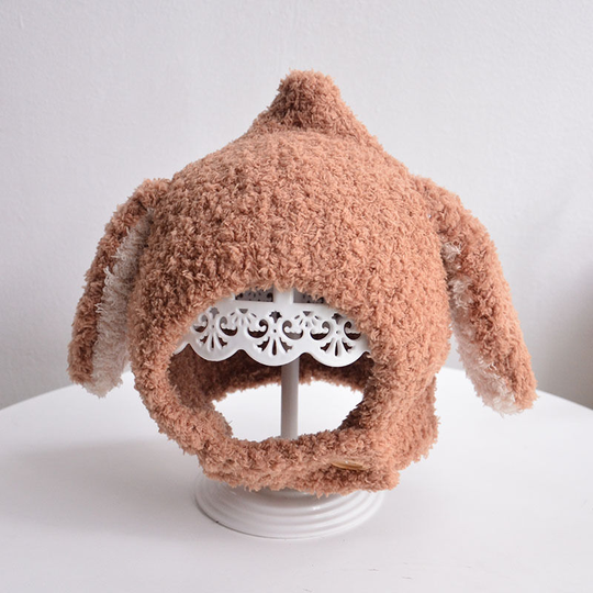 Cute Rabbit Ears Baby Boys and Girls' Ear Protector Cap Warm keeping Fashion Knitted Hat in Autumn and Winter (Coffee)