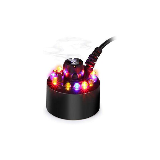 Color Changing 12 led Lights Mist Maker Water Fountain Pond Fogger Air Humidifier Atomizer with Power Adapter (Black)