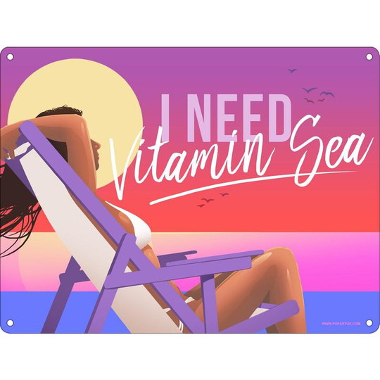 I Need Vitamin Sea Mini Plaque (One Size) (Multicoloured) - Multicoloured - Grindstore