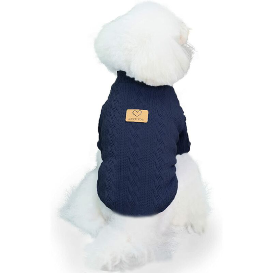 Dog Sweaters for Small Dogs, Winter Warm Pet Sweaters Knitted Turtleneck Cold Weather Pet Jacket Sweater for Cat Small Dog Clothes (Blue, m)
