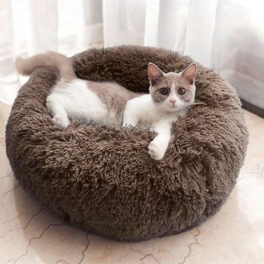 (80CM) Round Cat Dog Cushion Faux Fur Fluffy Shaggy Sheepskin Pet Bed