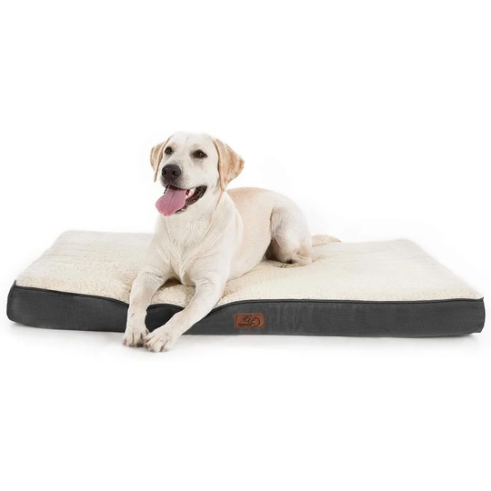 Rhafayre - Removable Orthopedic Dog Bed - Large Dog Mat, Foam Dog Bed with Plush Cover, Washable Dog Mattress, White, 112x81x7.6 cm