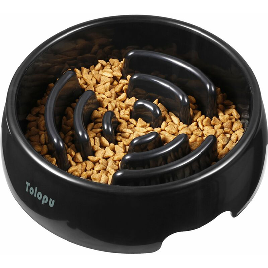 Anti Glutton Dog Bowl Slow Feeding Bowl with Non-Slip Base Promotes Healthy Eating and Slow Digestion (Black)
