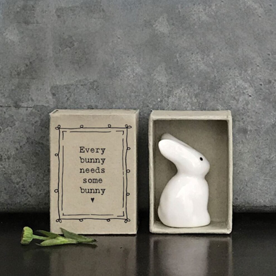 East Of India Porcelain Bunny Rabbit Matchbox Keepsake Gift, Isolation Gift, Porcelain Gift, Home Decor, Porcelain Gift Keepsake