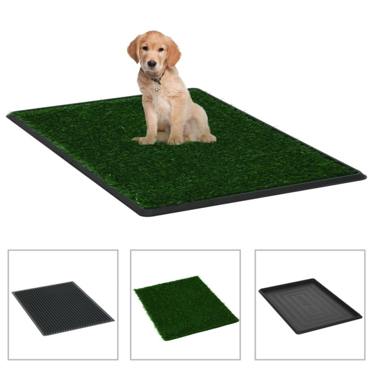 vidaXL Pet Toilet with Tray Faux Turf Green 76x51x3cm WC Dog Potty Puppy Mat