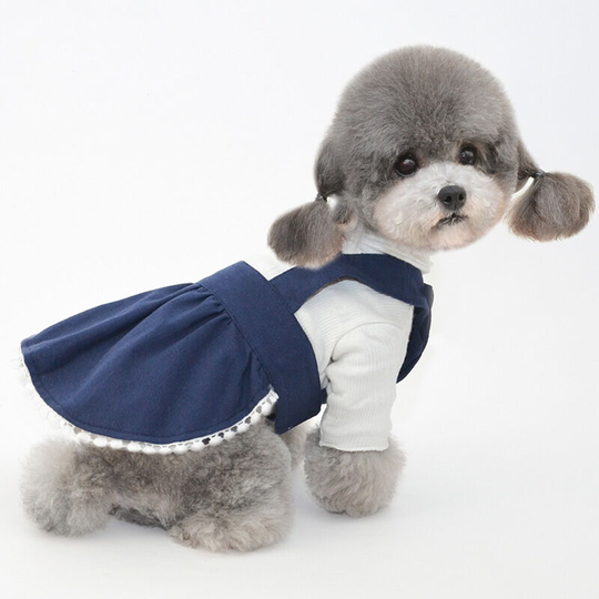Pet clothes spring and summer dog clothes pet skirt puppy skirt Teddy Boomerang vip clothes cat skirt Sling Skirt - navy (m) Back length 25 Chest 35
