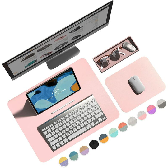 Briday - Set of 2 Mouse Pads, YSAGi Leather Laptop Mouse Pad, 1 Computer Desk Mat, plus 1 Mouse Pad, Waterproof pu Leather Double Sided Desk Mat for