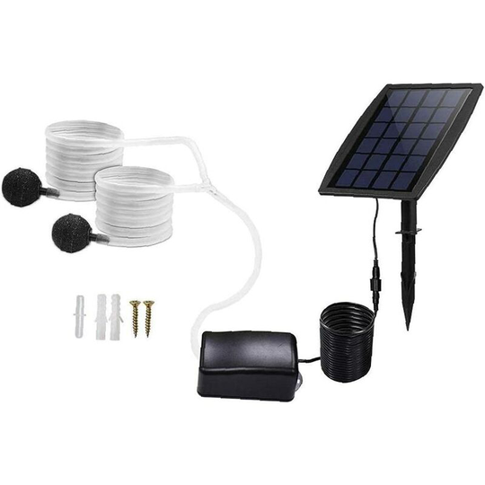 Tinor - Solar Air Pump Kit, 2.5W Inserting Ground Water Air Pump Oxygenator with Oxygen Hoses Air Stone Solar Aerator for Garden Pond Fish Tank