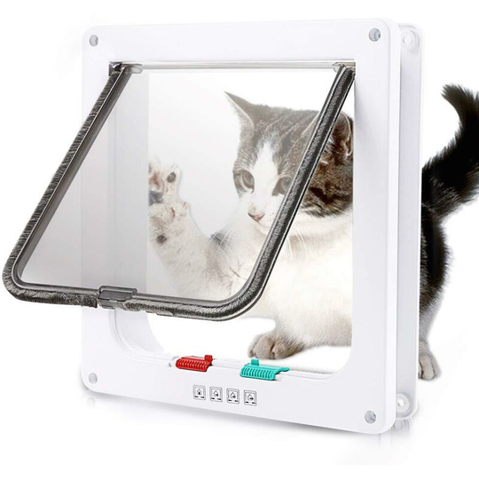 Large Cat Flap, 4-Way Locking Cat Flap for Cats and Puppies