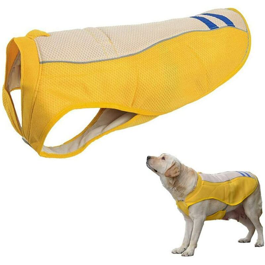 Dog Cooling Vest, Breathable Cooling Coat Outdoor Anti-heat Summer Jacket Clothes for Medium and Large Pet Dogs (l, Yellow)