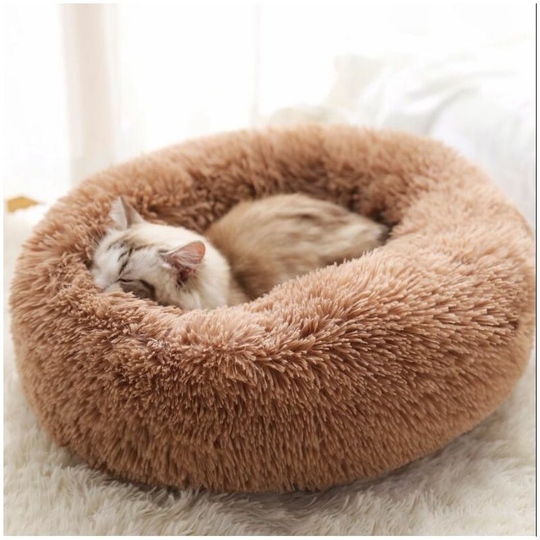 Cat Bed Beautiful Pet Bed Small Dog Bed Plush Soft Round Cat Sleeping Bed (50 cm Diameter Light-J