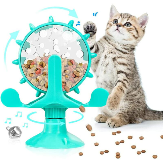 Cat Windmill, Windmill Cat Toy, Whirling Toy, Interactive Cat Toy, Cat Kibble Dispenser Toy Used for Indoor Interactive Cat Toys, Blue