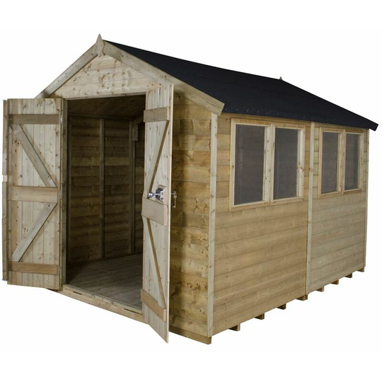 10ft x 8ft Pressure Treated Tongue And Groove Apex Shed (3.1m x 2.6m)
