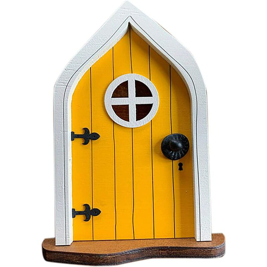 Einemgeld - Most Popular Ao Pixie Door-Fairy Door, Mouse Door, Wooden Elf Door Open With Fun Pixie-DIY Decoration-Elf Door 3D (Yellow)